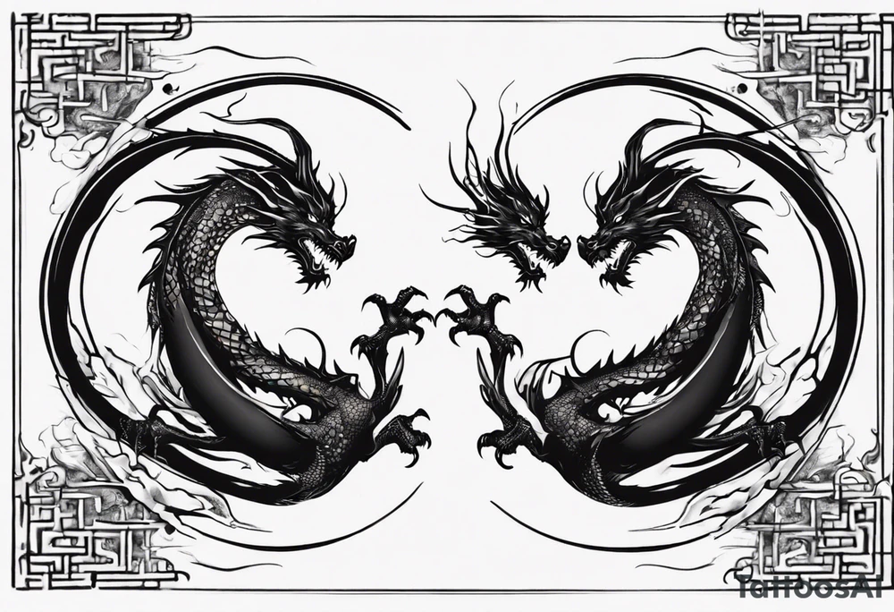 two dragons meeting to make a yin yang tattoo idea