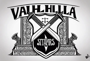 Valhalla shield sword  axe stairs tattoo idea