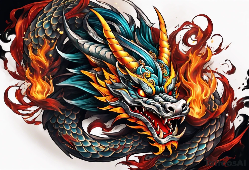 firedragon mask tattoo idea