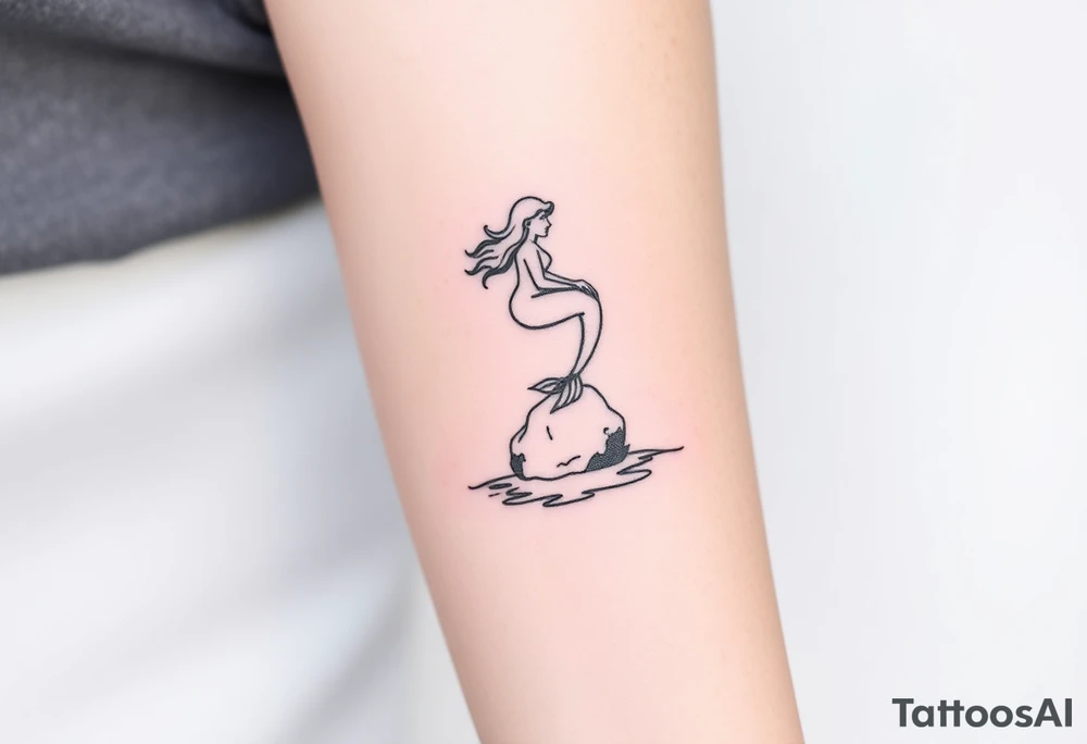 mermaid above water sitting on rock tattoo idea