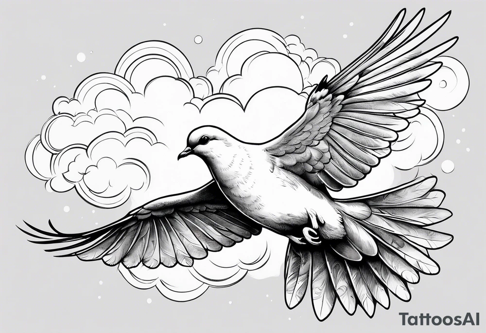 dove flying in clouds tattoo idea