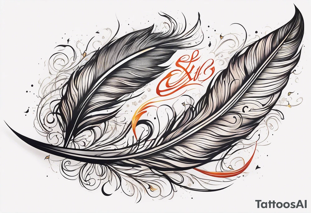 Phoenix feather with lumos written in cursive tattoo idea