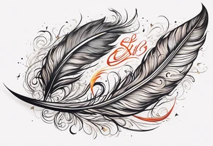 Phoenix feather with lumos written in cursive tattoo idea