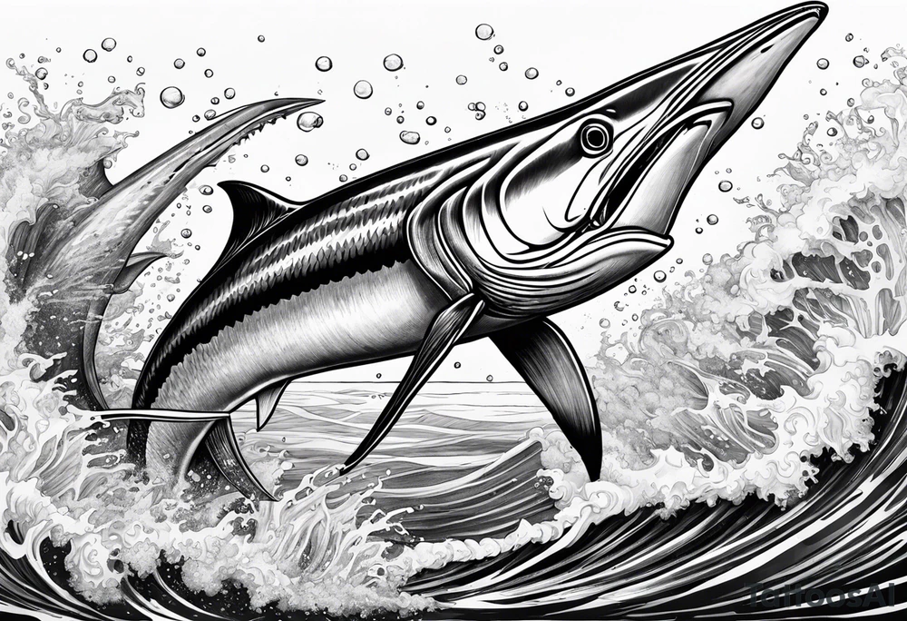 Giant squid fight with and pulling down a black marlin. tattoo idea