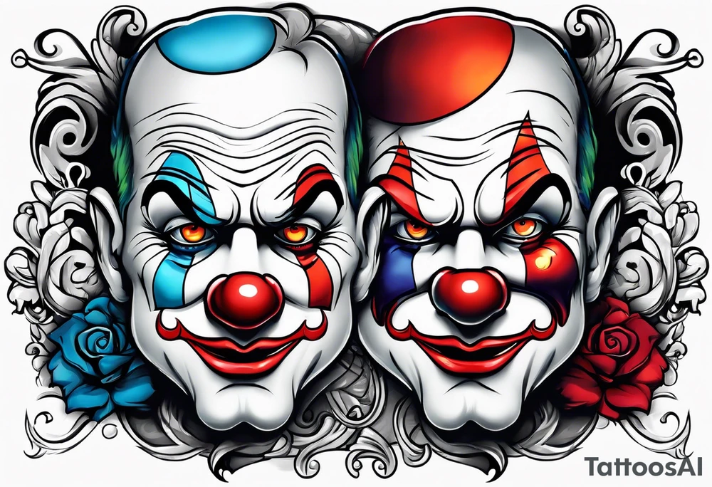 clown two face tattoo idea