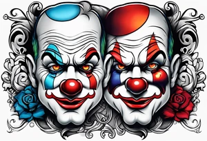 clown two face tattoo idea