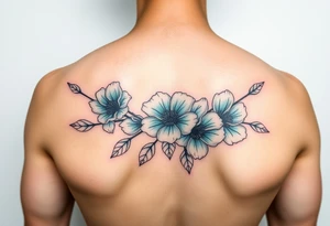 Turquoise colored mimosa flowers as a filler for a sleeve tattoo idea