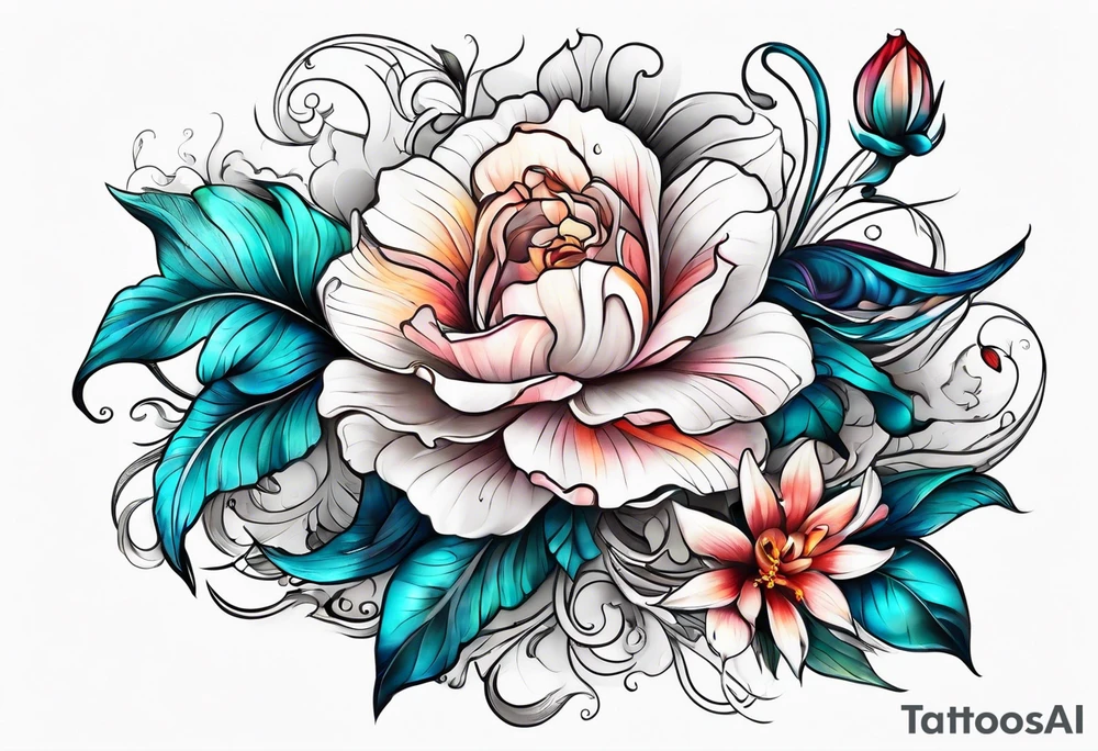 sea, flower tattoo idea