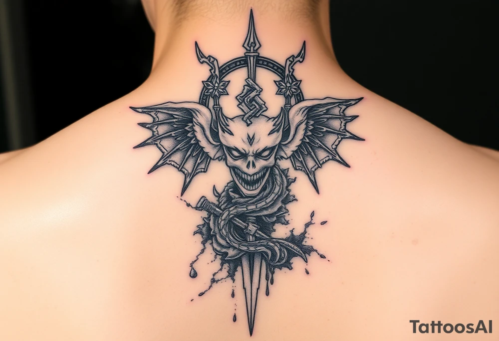 dark soul battlefield+spirit+japan historical tattoo idea