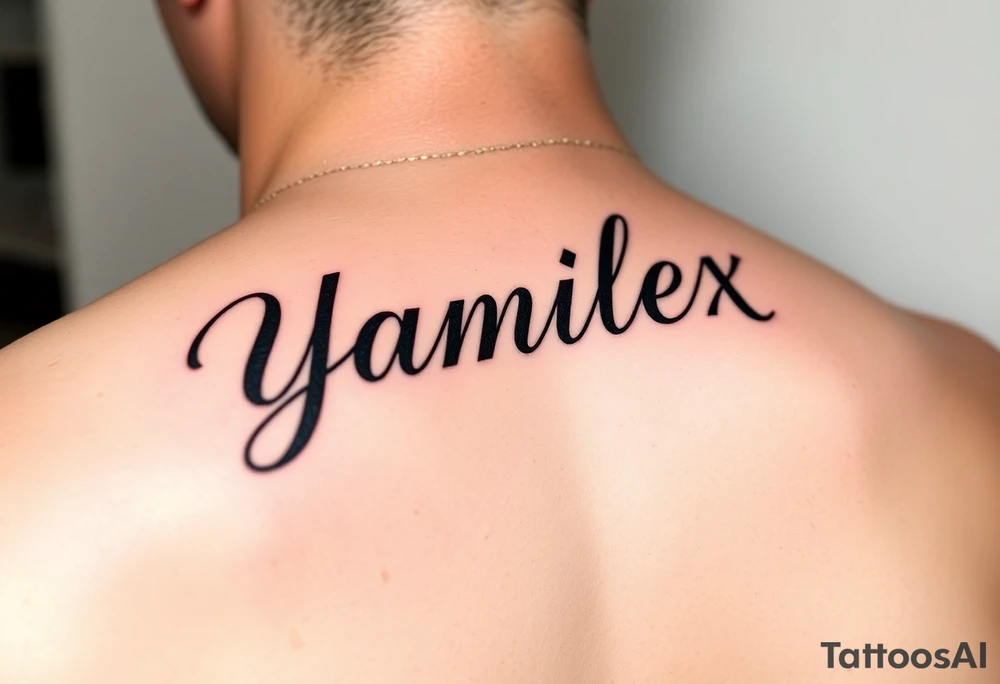 Create the name Yamilex vertical in cursive script writing tattoo idea
