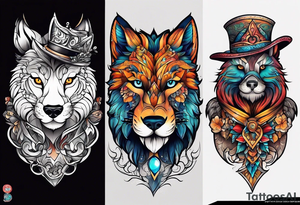 Two brothers animals tattoo idea