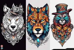 Two brothers animals tattoo idea