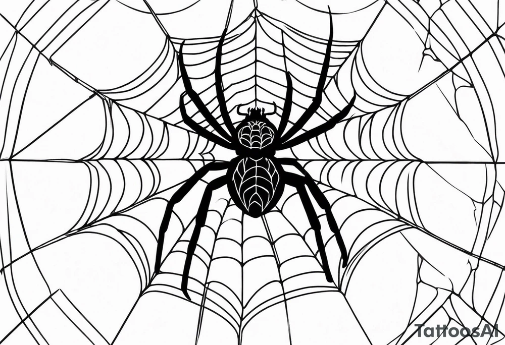 Spider on a spider web in American traditional style tattoo idea