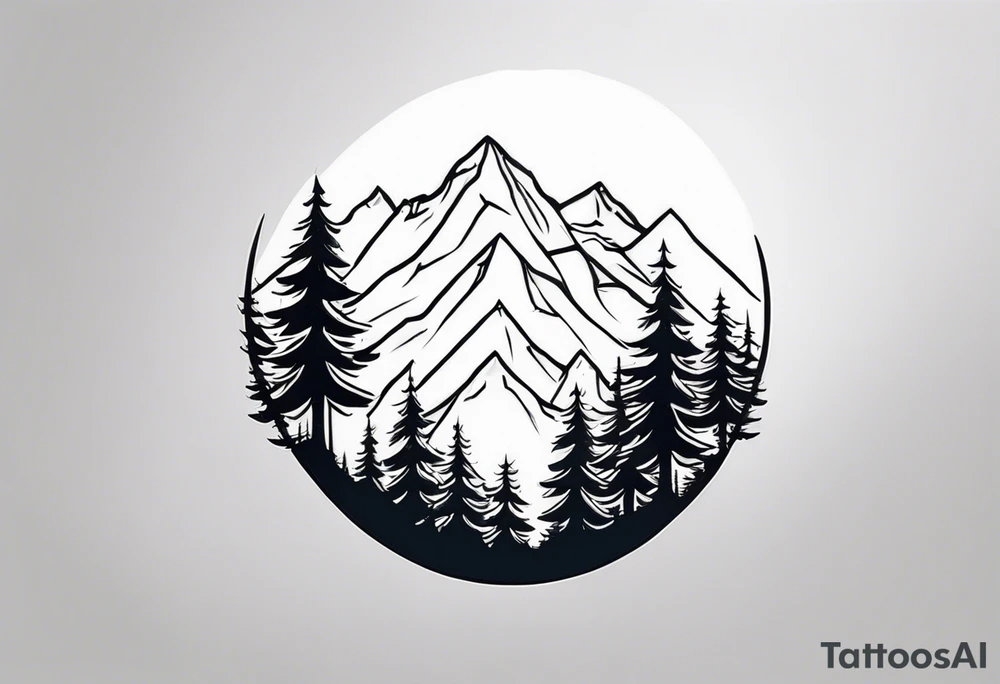 forest mountain forearm tattoo idea