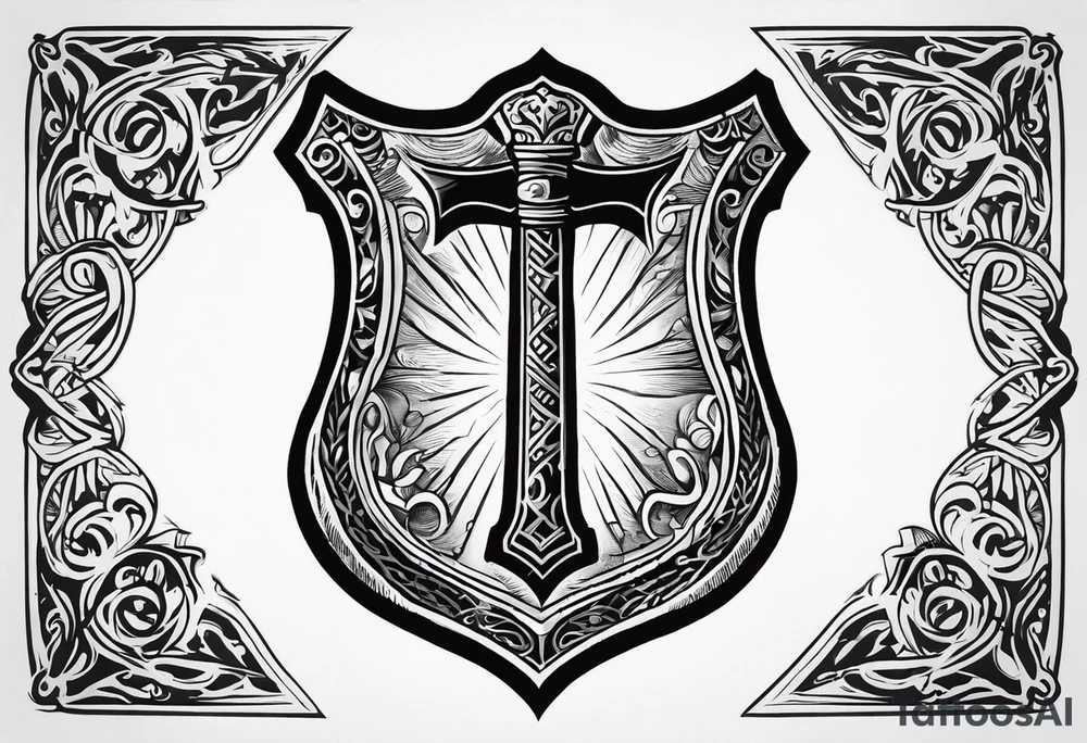 Valhalla sword shield 
 axe tattoo idea
