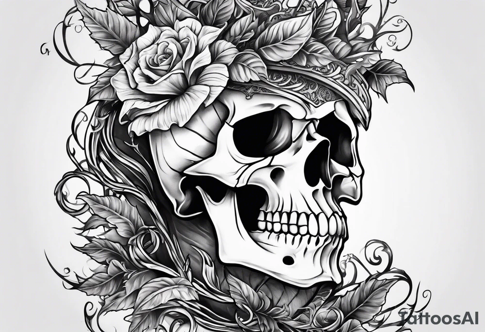 Skeleton wrapped in vines tattoo idea