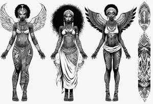 African female valkyre full body angelic
slim face tattoo idea