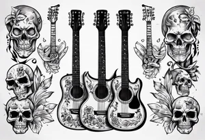 Guitar with skulls tattoo idea
