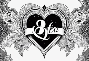 A black heart design, with the letter beta embedded in the center. tattoo idea