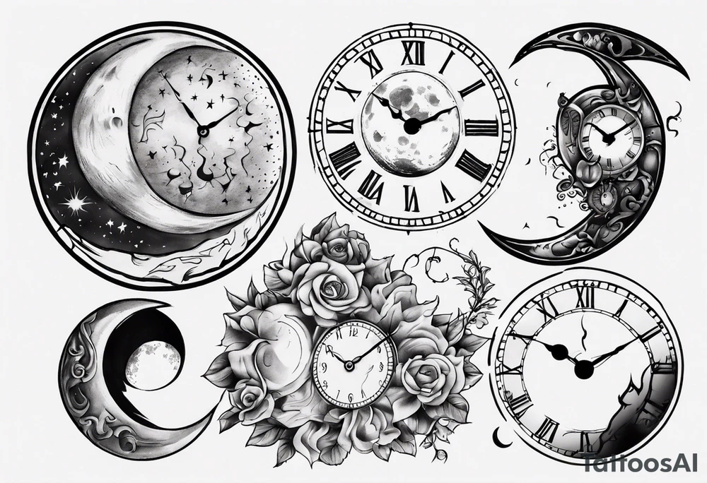 Moon clock tattoo idea
