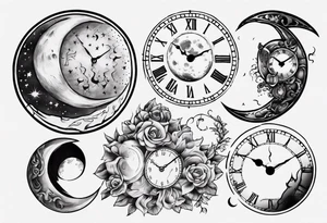 Moon clock tattoo idea