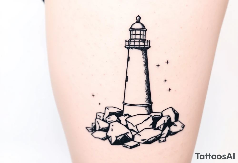 Simple lighthouse with pops tattoo idea