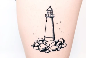 Simple lighthouse with pops tattoo idea