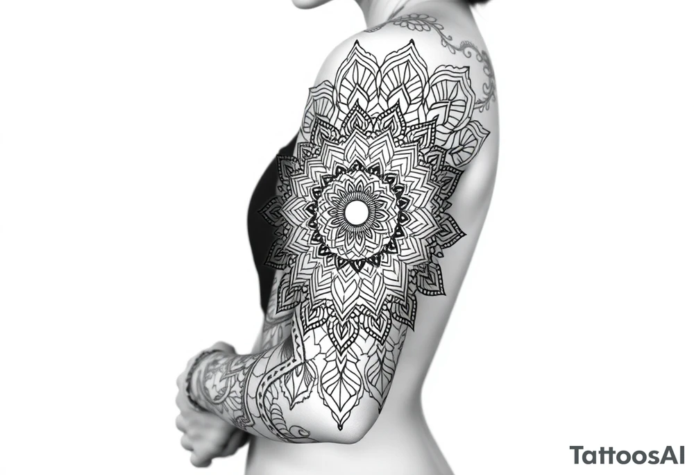 bold line shaman style mandala tattoo idea