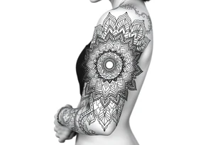 bold line shaman style mandala tattoo idea