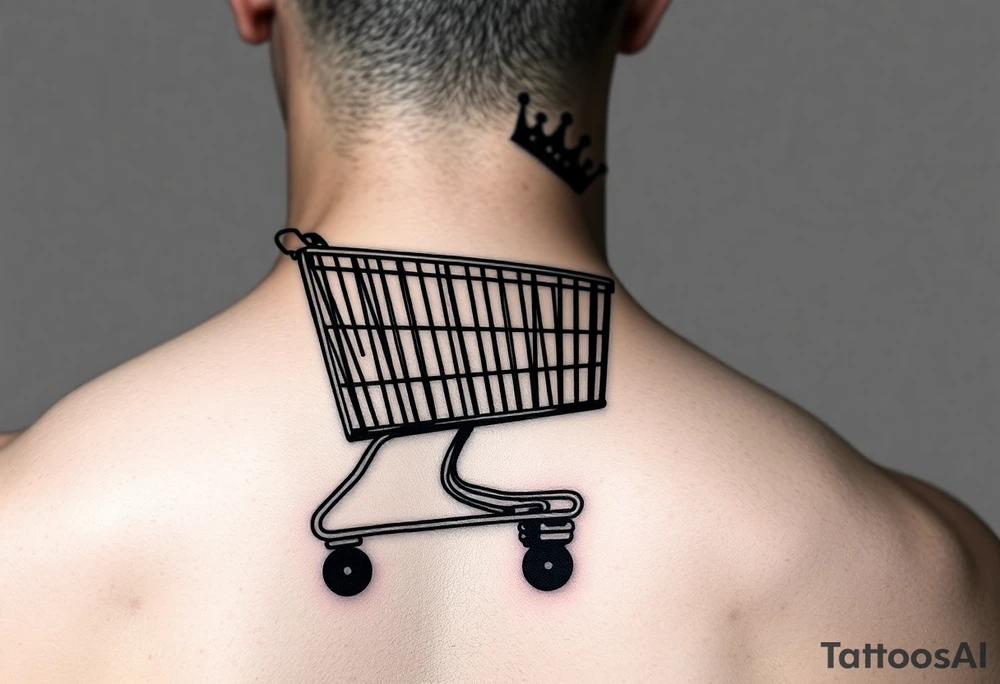 Shopping cart with a princess crown on the side tattoo idea