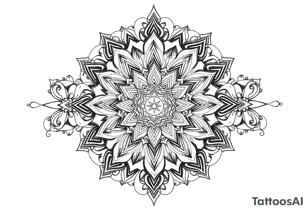 intricate mandala with sacred geometry and cosmic elements tattoo idea