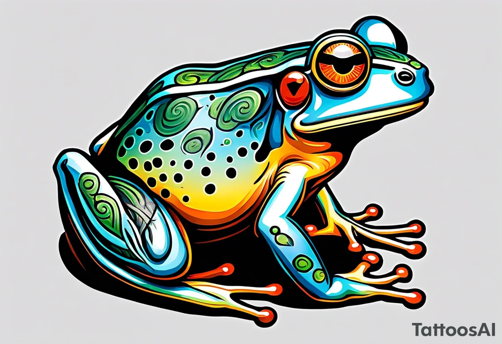 Retro frog tattoo idea