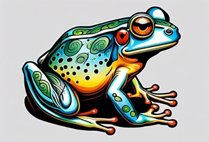 Retro frog tattoo idea