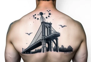 Create a tattoo of the brooklyn bridge 
Have space galaxy in the sky tattoo idea