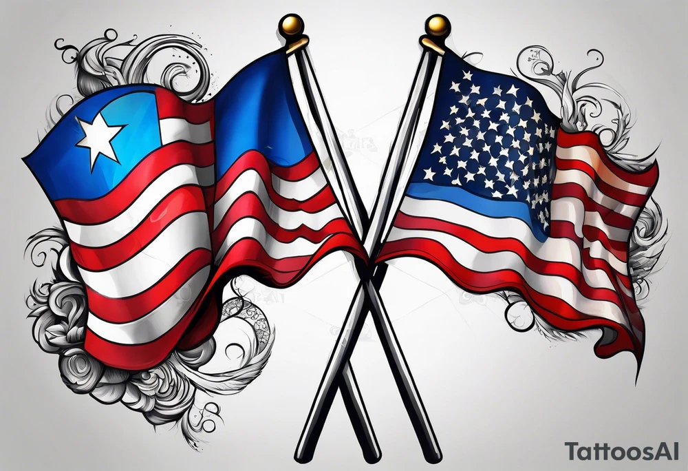 Tattoo design that incorporates the United States flag and the Philippines flag tattoo idea