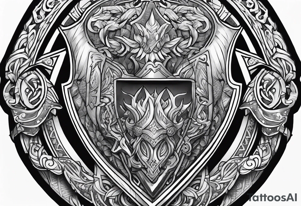 Valhalla sword shield banner tattoo idea