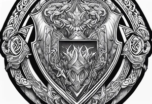 Valhalla sword shield banner tattoo idea