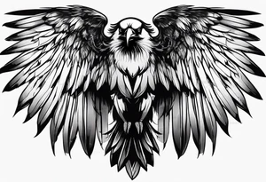crow with open wings, only conturs tattoo idea