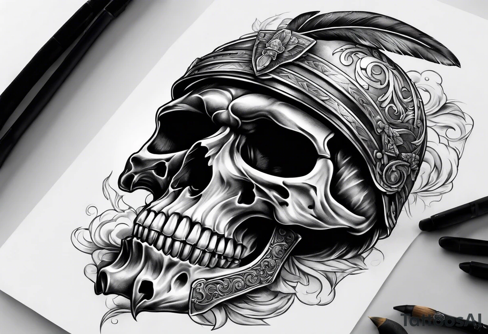 roman soldier skull tattoo idea