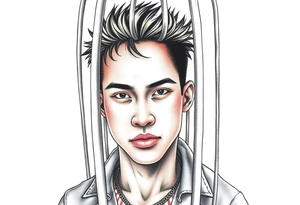 Handsome Asian young guy in a cage tattoo idea