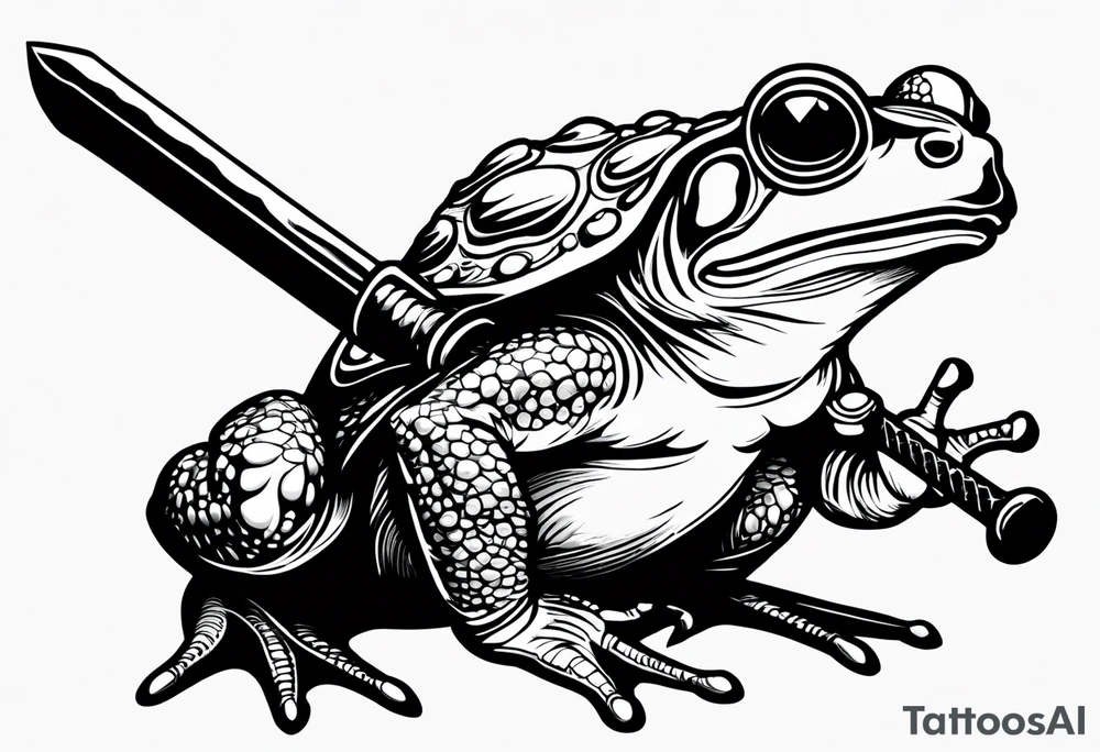 toad with sword; sword s¡is pointing down as if the toad was standing tattoo idea