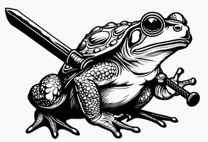 toad with sword; sword s¡is pointing down as if the toad was standing tattoo idea