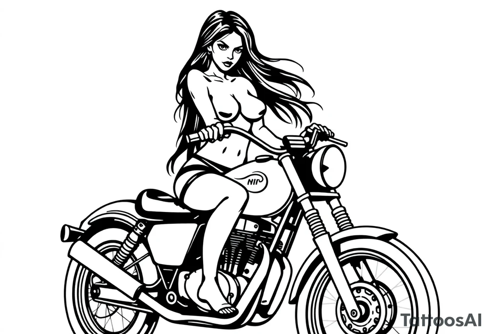 naked girl on motorcycle, slut, angry tattoo idea