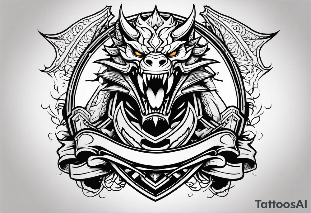 Valhalla sword shield dragon head tattoo idea