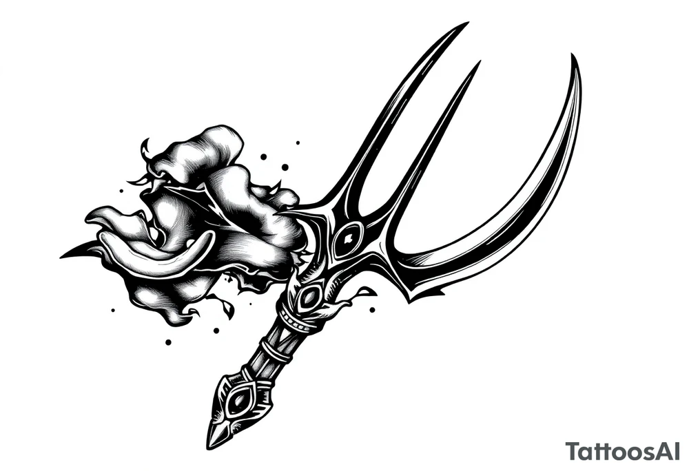 trident with cool background tattoo idea