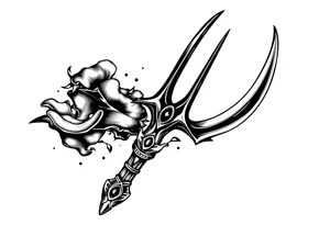 trident with cool background tattoo idea