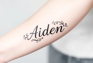 The name Aiden with love theme around it tattoo idea