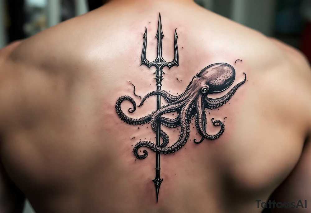 trident with octopus tattoo idea