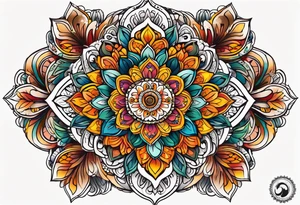 mandala Knee tattoo in fall colors tattoo idea