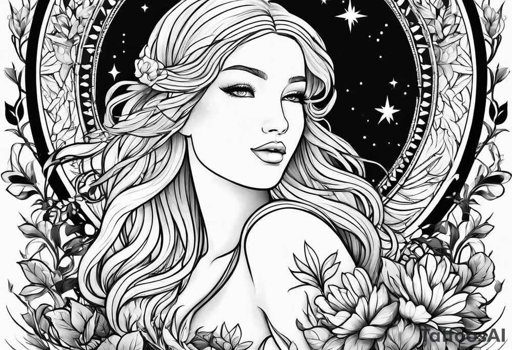 Virgo sign with nature tattoo idea